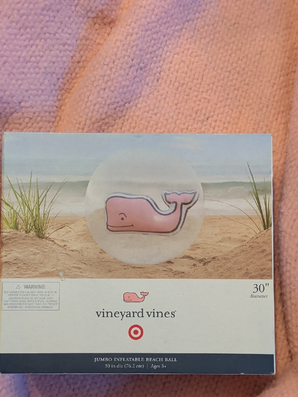 Vineyard Vines Pink and White Whale Inflatable Beach Ball
